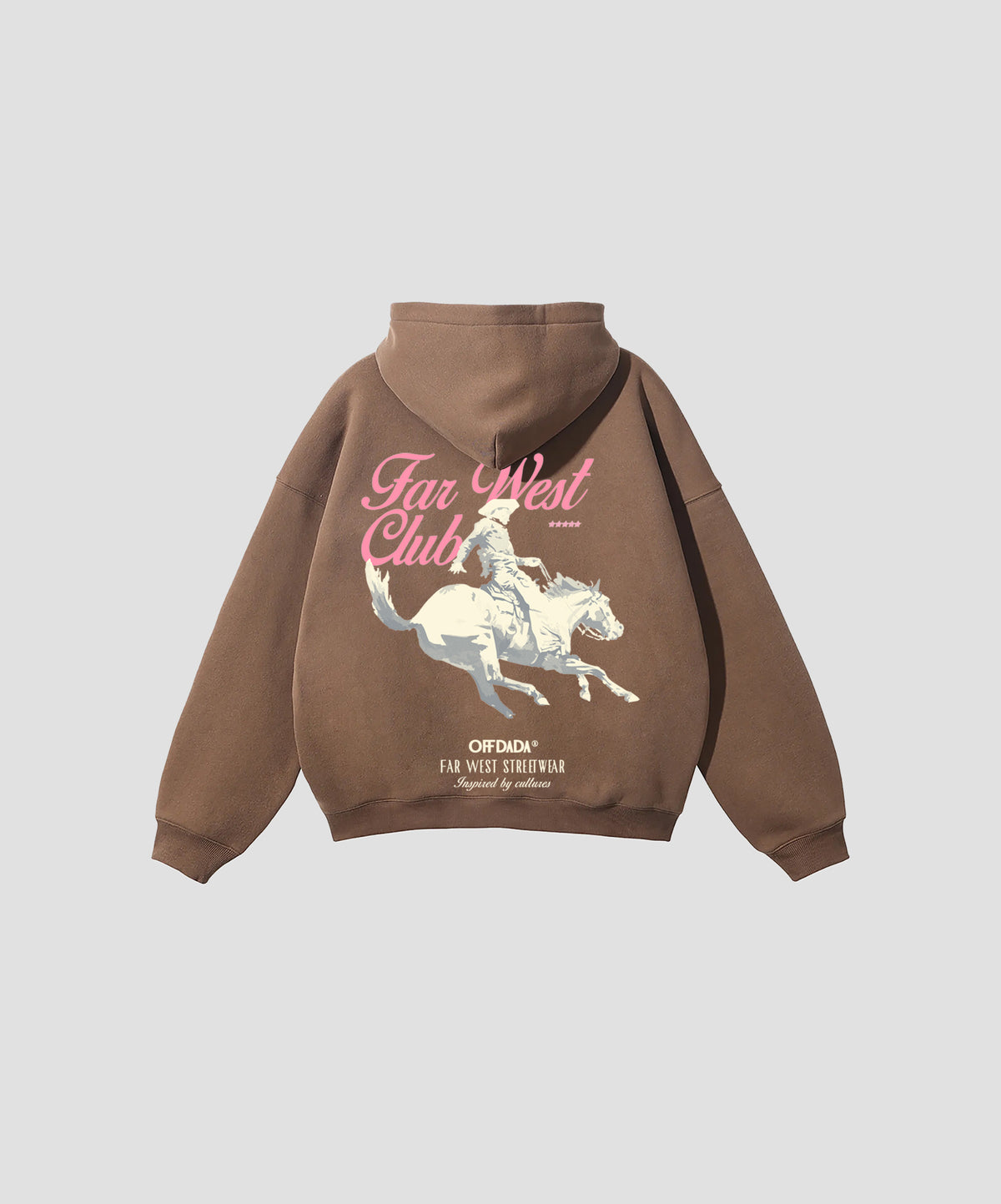 FarWest Oversize Fleeced Hoodie in Brown