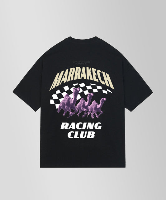 MARRAKECH RACING CLUB TEE BLACK BOXY FIT