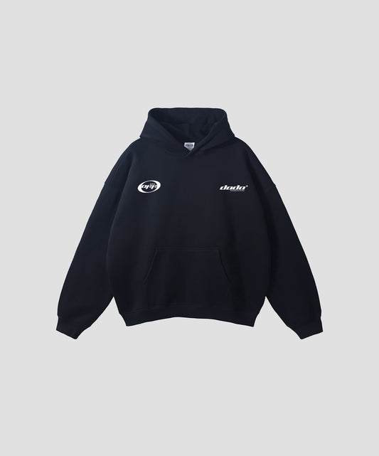 Nine lives one latte black boxy fit hoodie