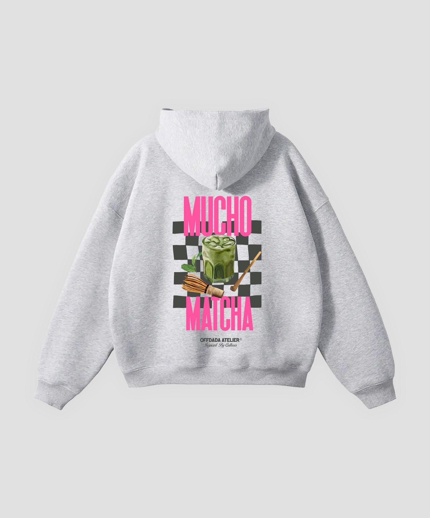 MUCHO MATCHA HOODIE IN FLOWER GREY