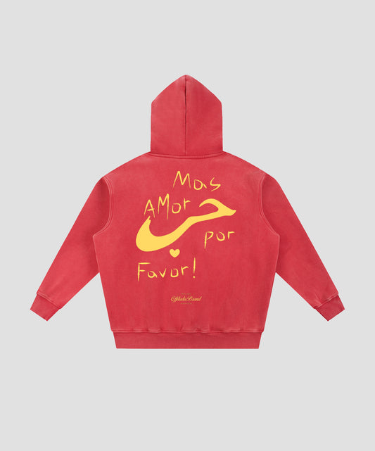 MAS AMOR FOR FAVOR x HUB' HOODIE in washed red