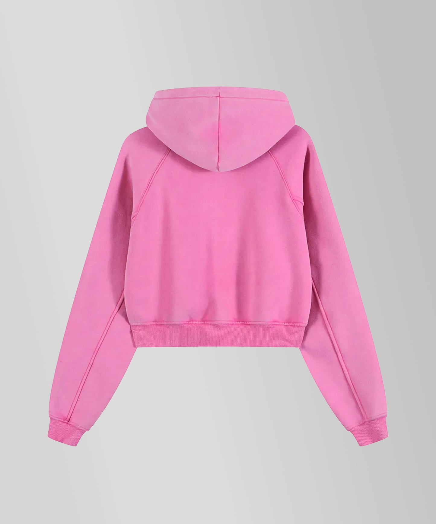 Offdada Cropped Zip-Through Hoodie in Pink/Black