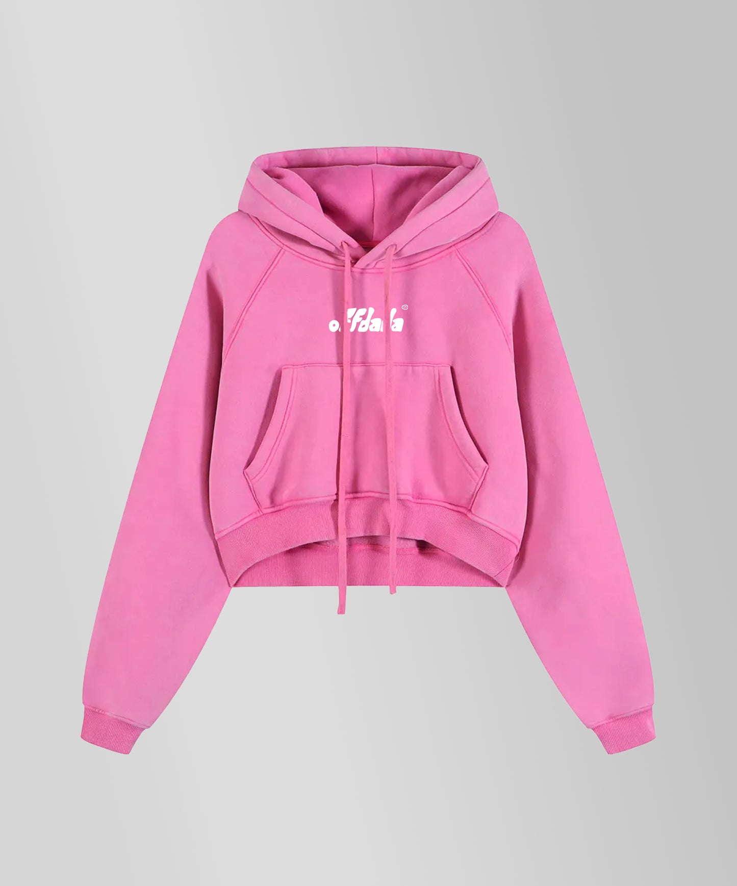 Offdada Cropped Zip-Through Hoodie in Pink/Black