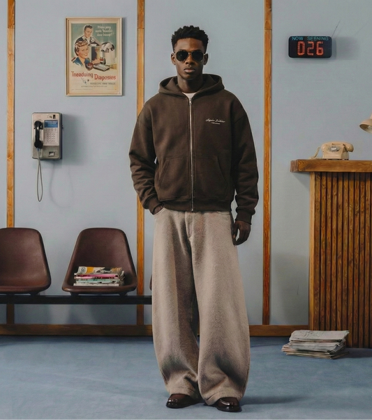 OFFDADA WARM BOXY ZIPPER HOODIE