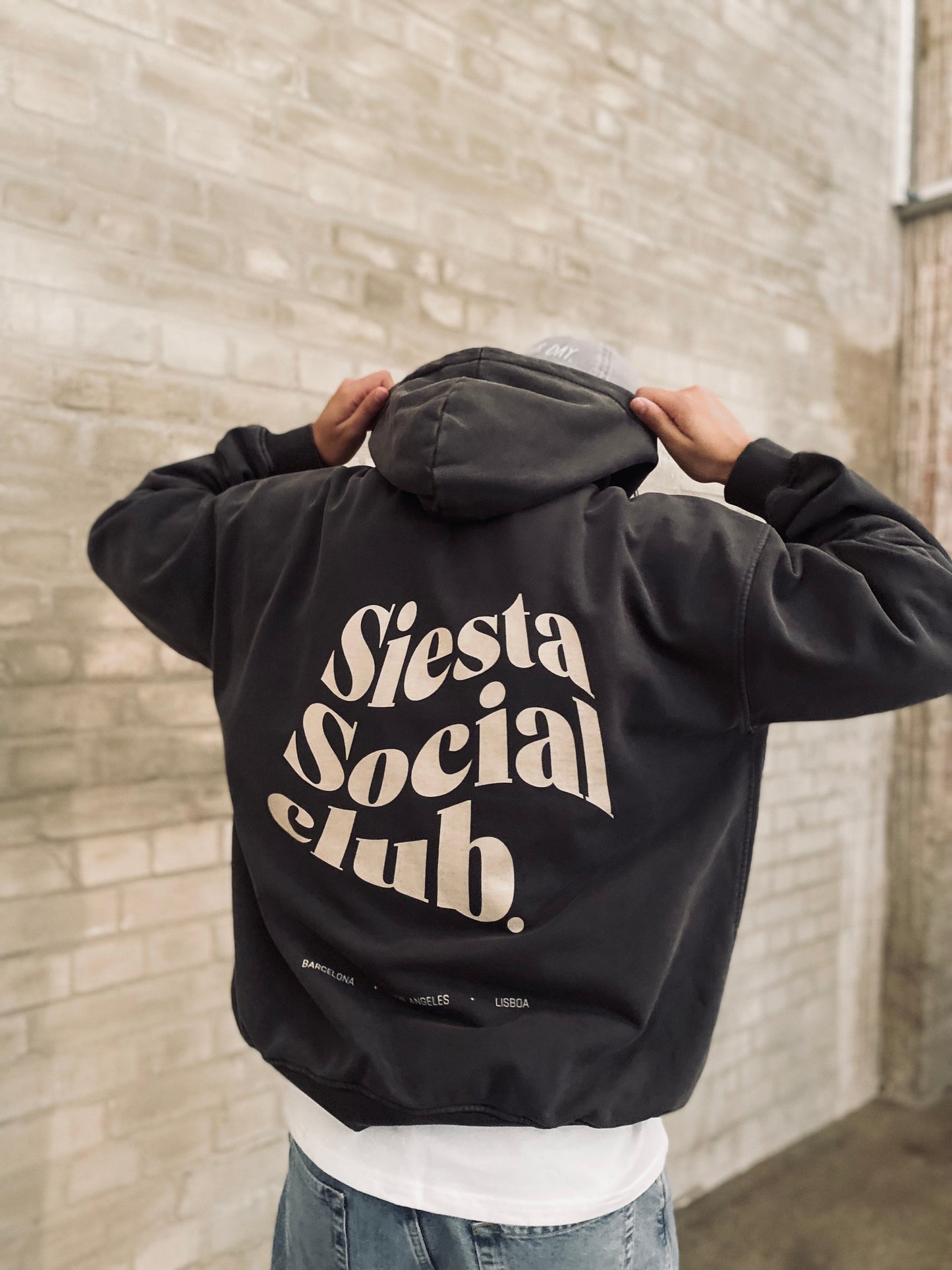 SIESTA SOCIAL CLUB HOODIE - Oversize Heavyweight Hoodie in Carbon Grey