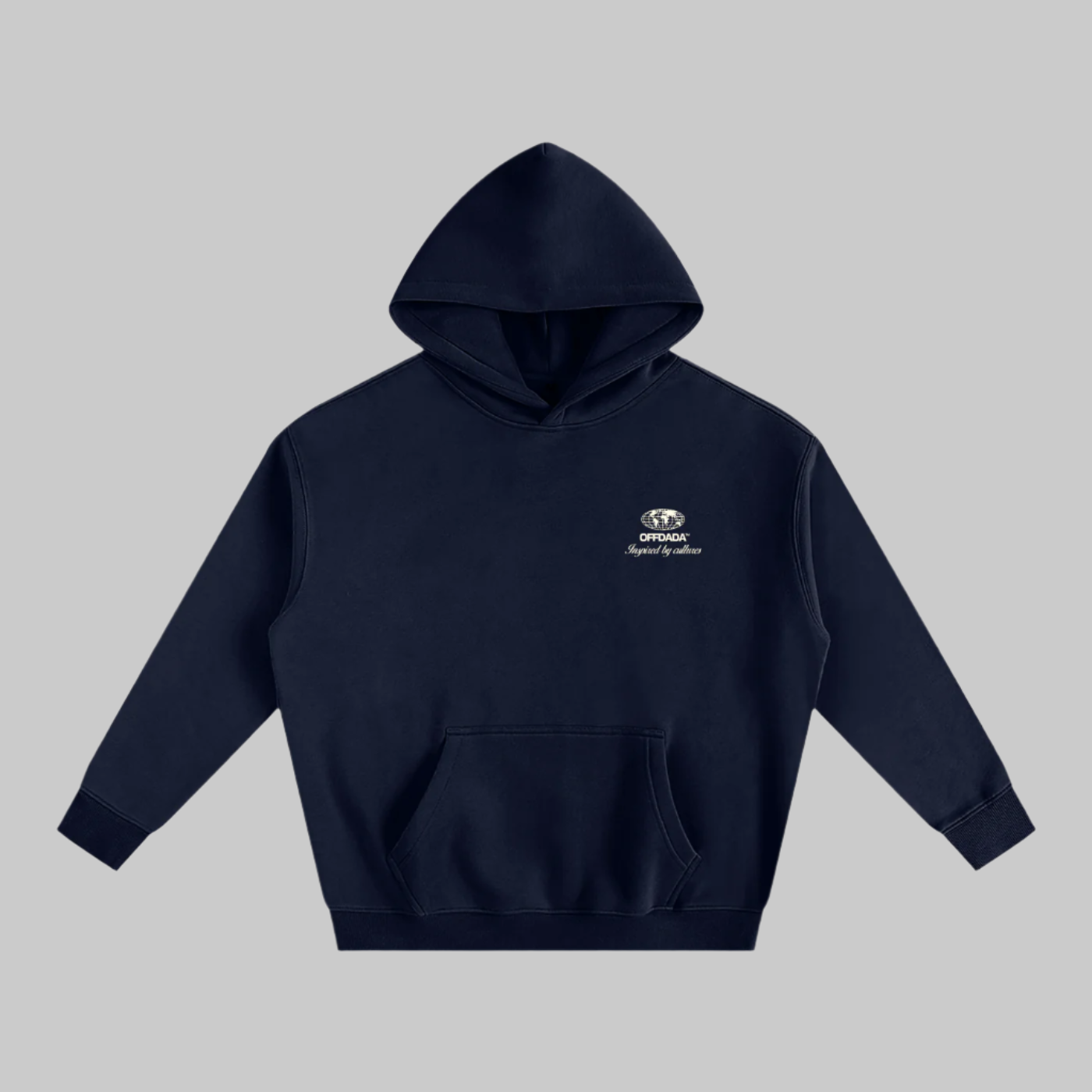 NO WINGS ONLY HUSTLE HOODIE IN NAVY BLUE