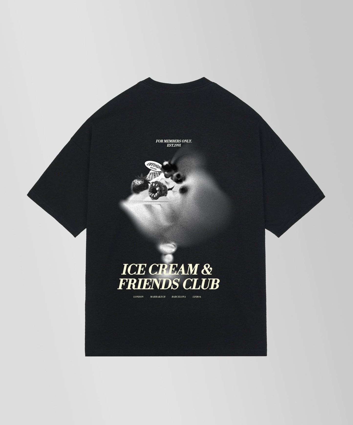 ICE CREAM & FRIENDS TEE BLACK OVERSIZED - OFFDADA BRAND