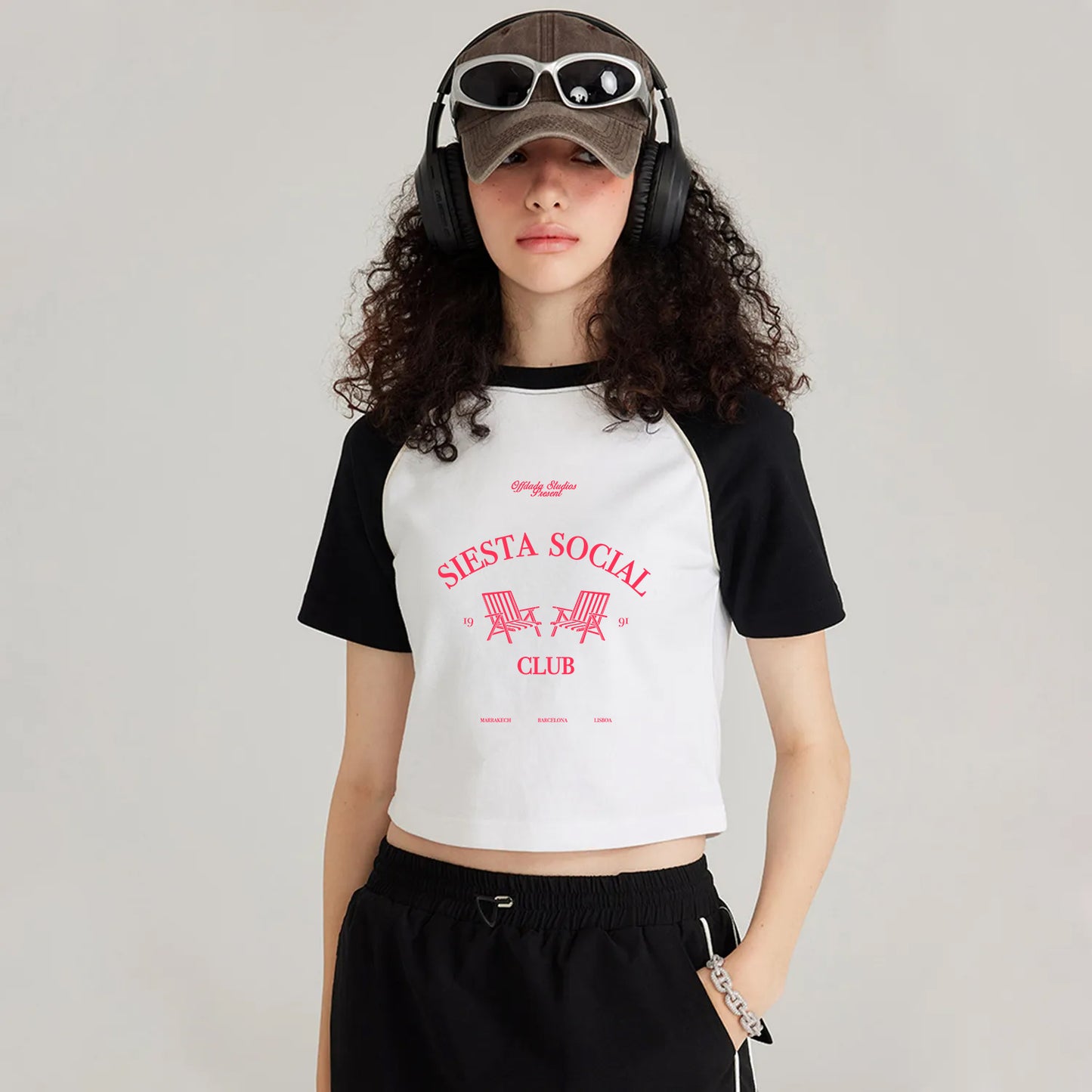 Siesta social club Women's Vintage Cropped Tee