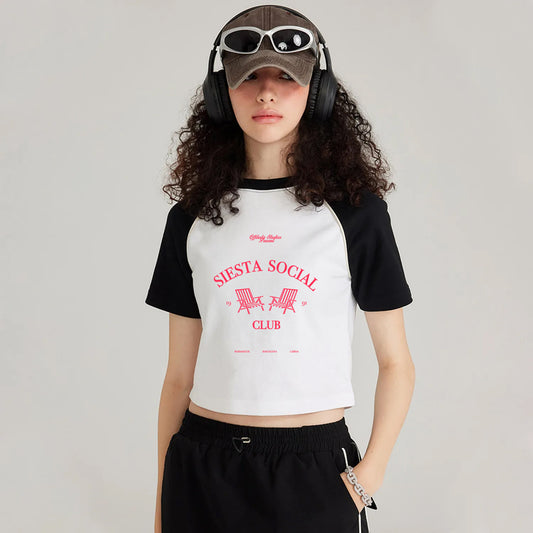 Siesta social club Women's Vintage Cropped Tee