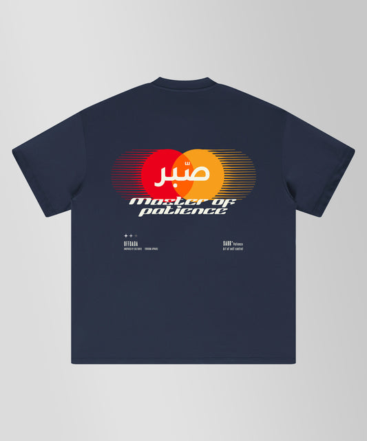 SABR MASTER OF PATIENCE 280GSM T-SHIRT IN NAVY BLUE