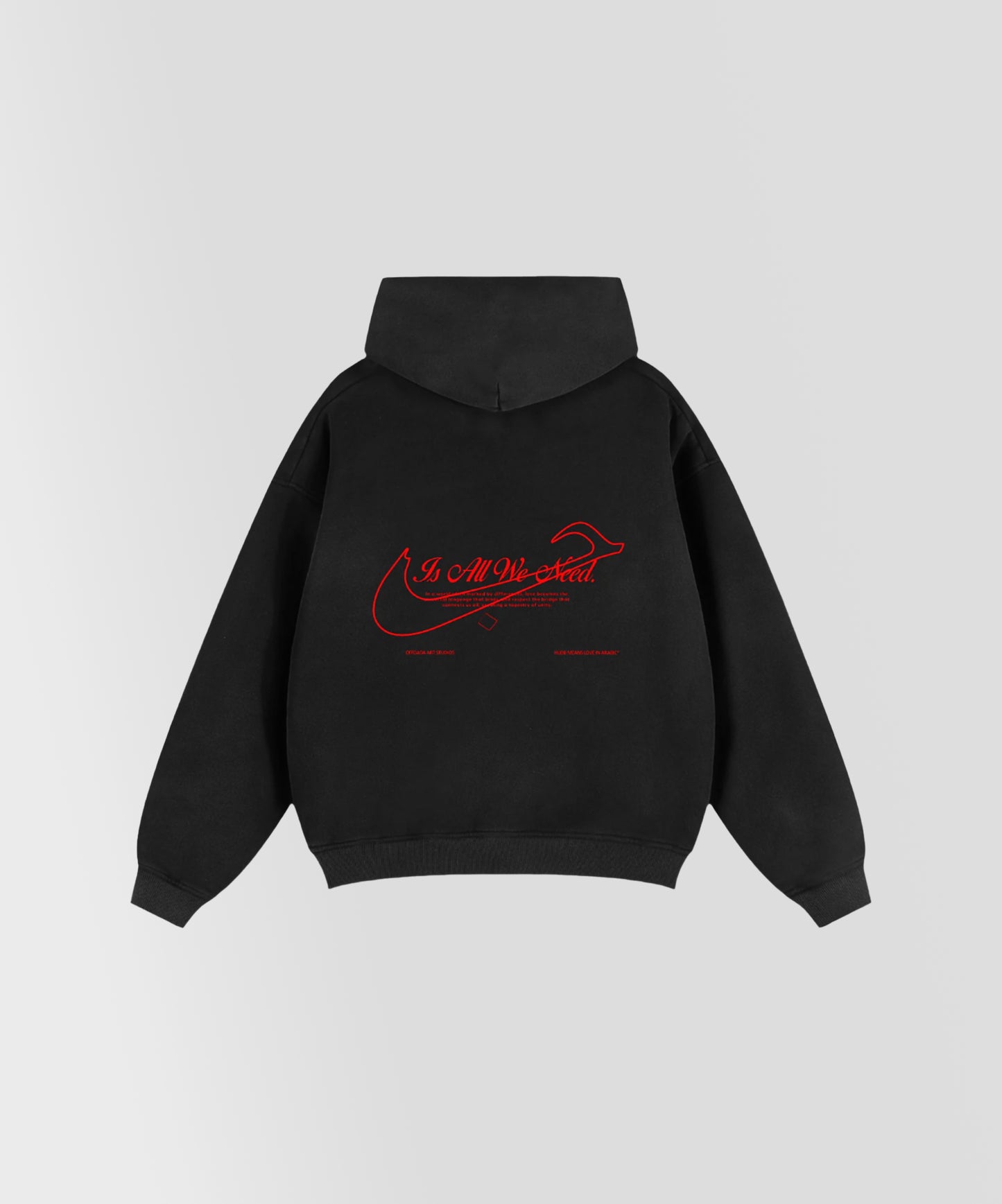HUBB LOVE ARABIC WRLD ZIP HOODIE IN BLACK