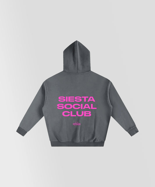SIESTA SOCIAL CLUB HOODIE IN DARK GREY