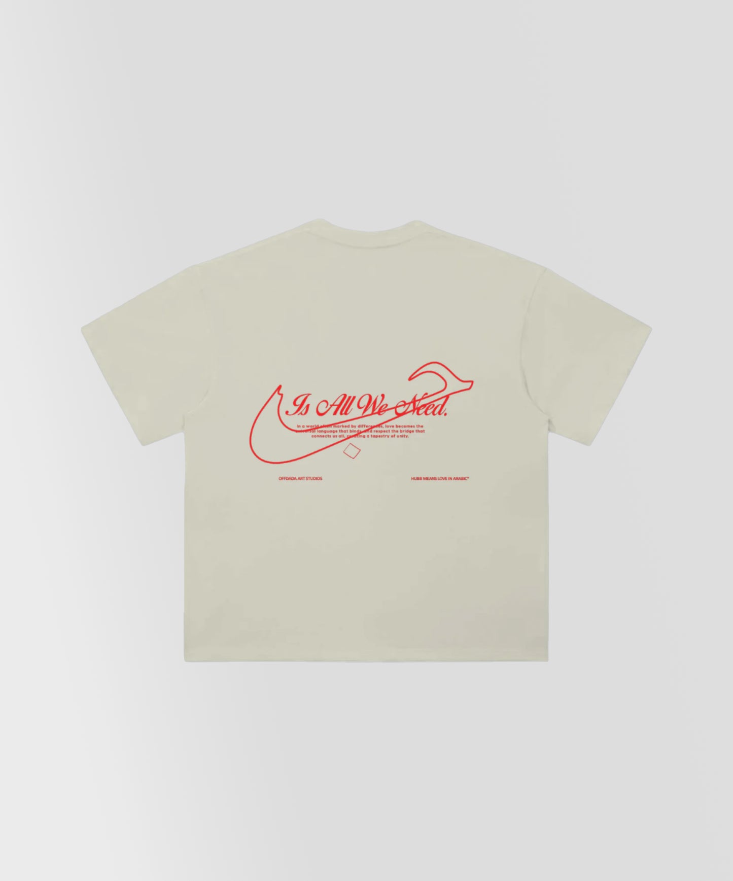 HUBB LOVE ARABIC WRLD TEE IN MILK APRICOT