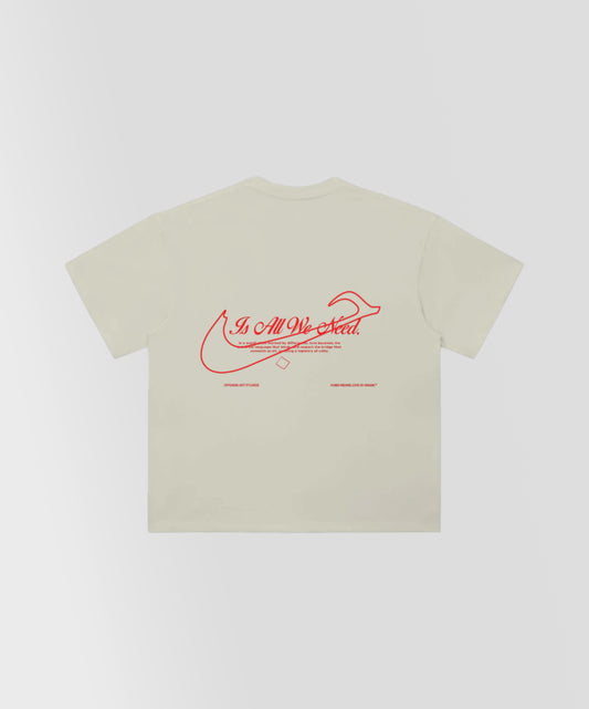 HUBB LOVE ARABIC WRLD TEE IN MILK APRICOT