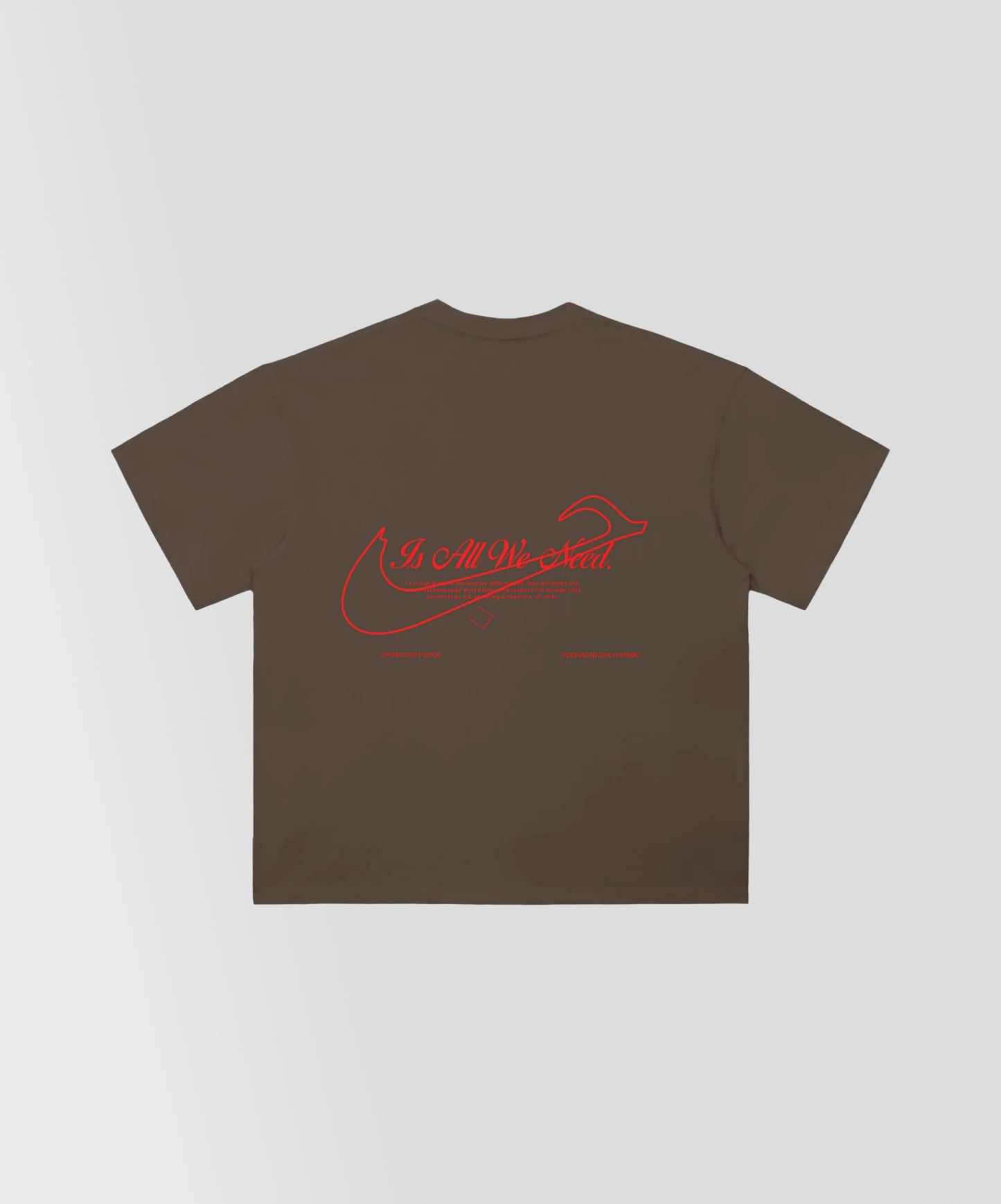 HUBB LOVE ARABIC WRLD TEE IN COFFEE