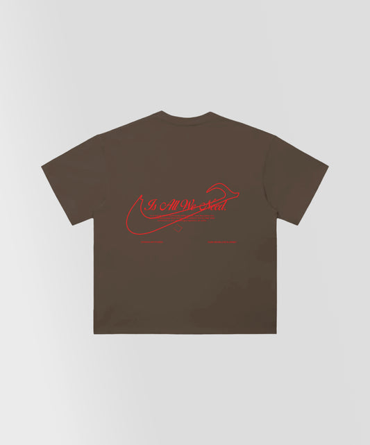 HUBB LOVE ARABIC WRLD TEE IN COFFEE