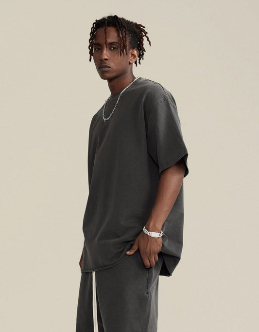 FLEX FAST. DIE OLD - Unisex Faded Raw Hem T-shirt in dark grey - Offdada Store