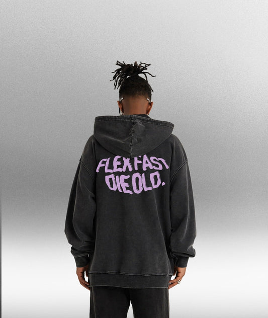 FLEX FAST DIE OLD - Unisex Super Heavyweight Oversized Retro Ho - Offdada Store