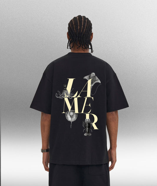 LA MER - Oversize 280 gsm unisex T-Shirt Black - Offdada Store