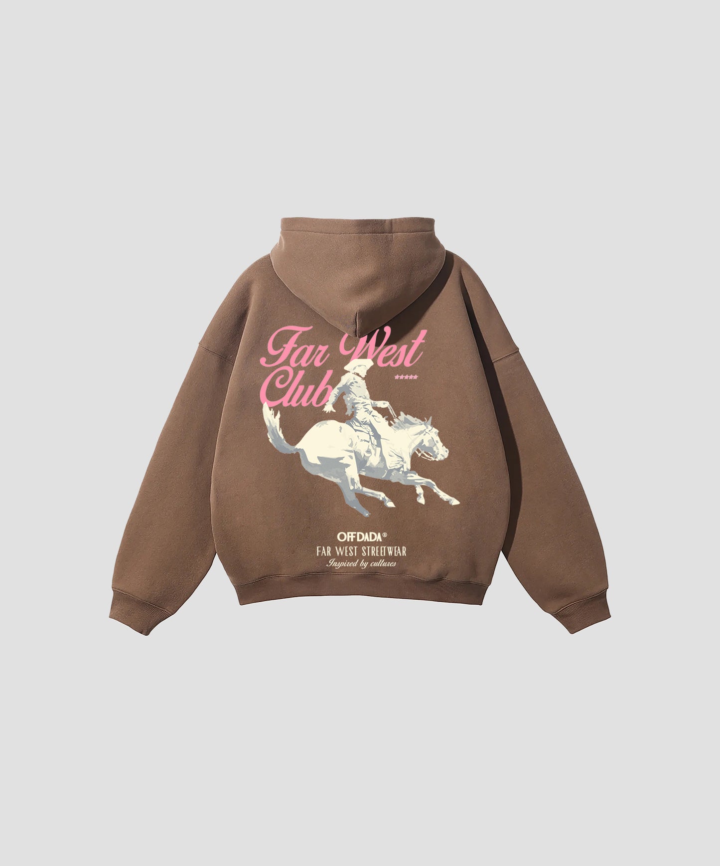 FarWest Oversize Fleeced Hoodie in Brown