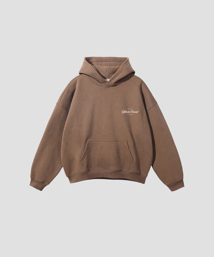 FarWest Oversize Fleeced Hoodie in Brown