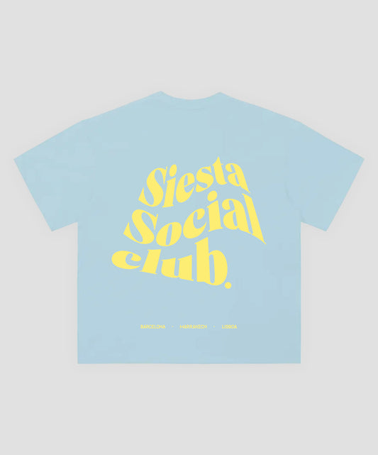 SIESTE SOCIAL CLUB TEE IN BABY BLUE