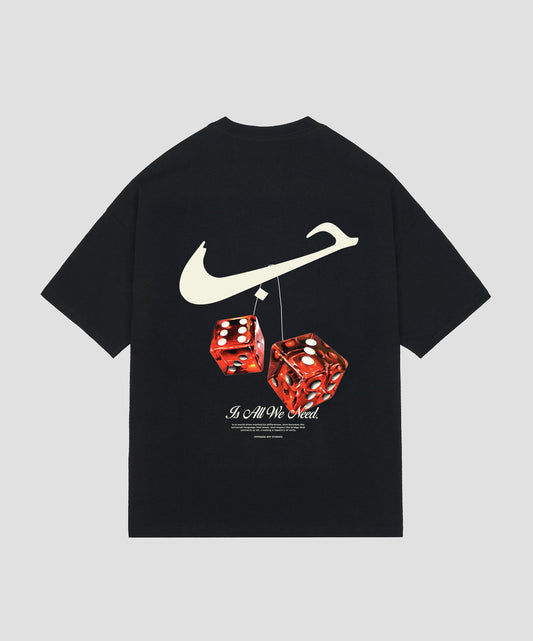 HUBB LOVE DICE TEE IN BLACK