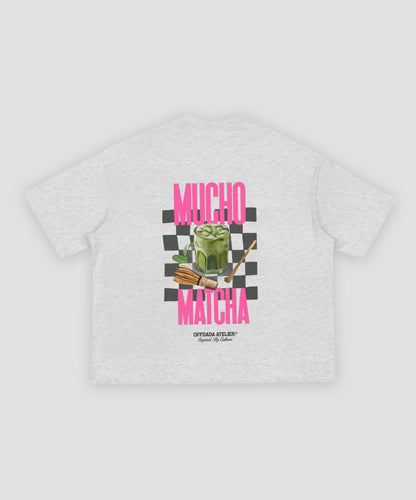 MUCHO MATCHA TEE IN FLOWER GREY