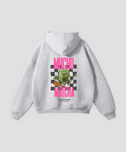 MUCHO MATCHA HOODIE IN FLOWER GREY