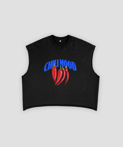 CHILI MOOD BOXY TANK TOP IN BLACK