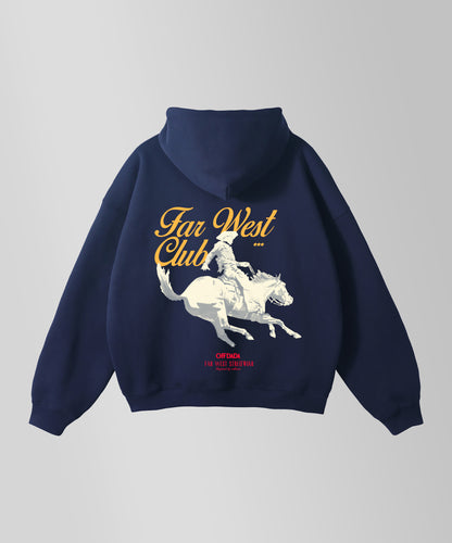 FAR WEST CLUB HEAVY HOODIE IN NAVY BLUE