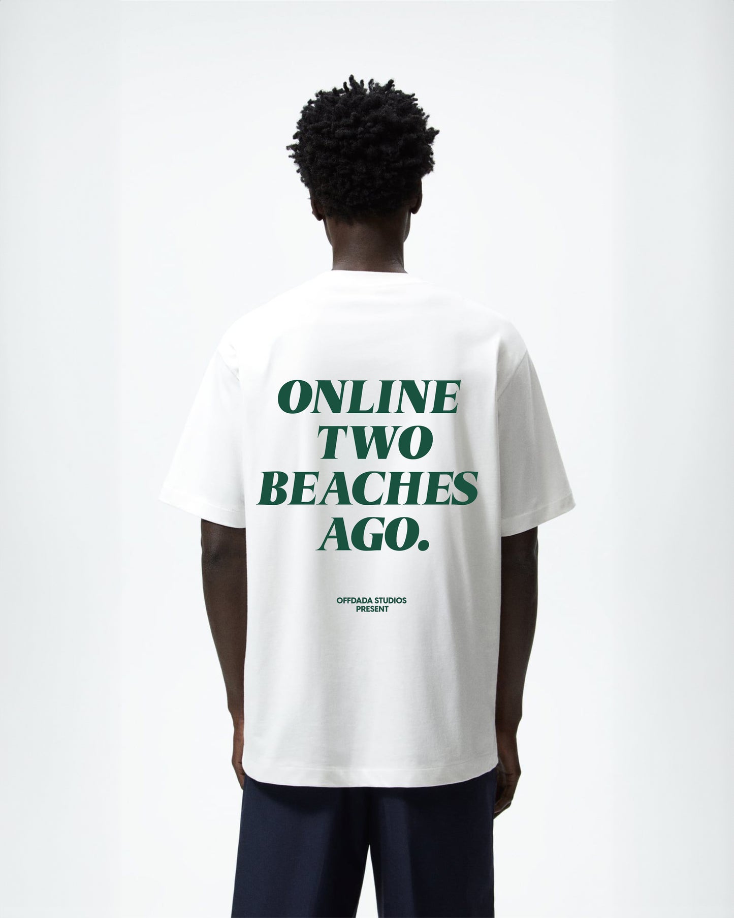 ONLINE TWO BEACHES AGO WHITE TEE