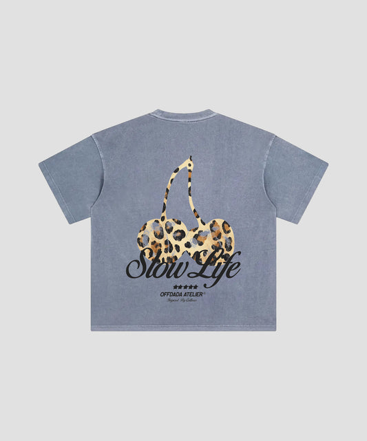 SLOW LIFE LEO TEE IN GRAY BLUE