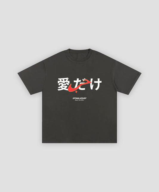 HUBB ONLY - JAPANESE "AI DAKE" TEE IN DARK GREY