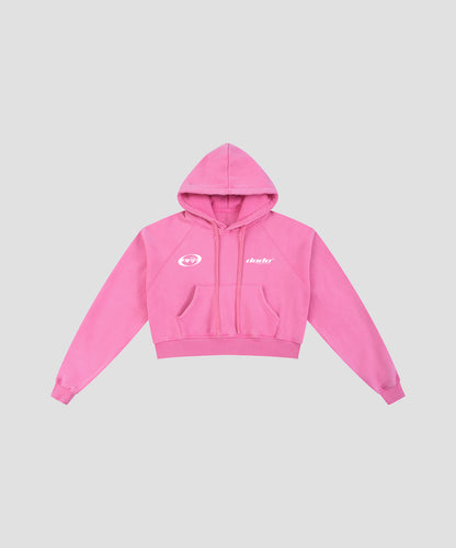 Offdada Snow Washed Cropped Hoodie in Pink
