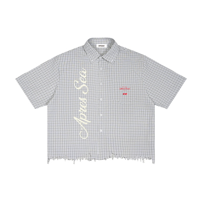 Apres Sea Distressed Plaid Boxy Shirt