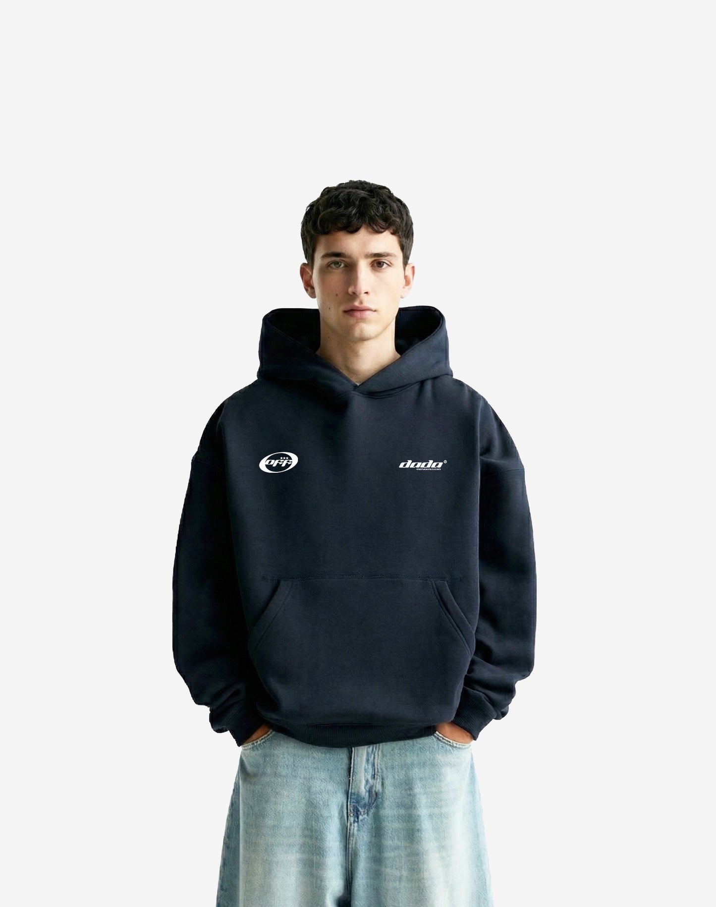 Nine lives one latte black boxy fit hoodie