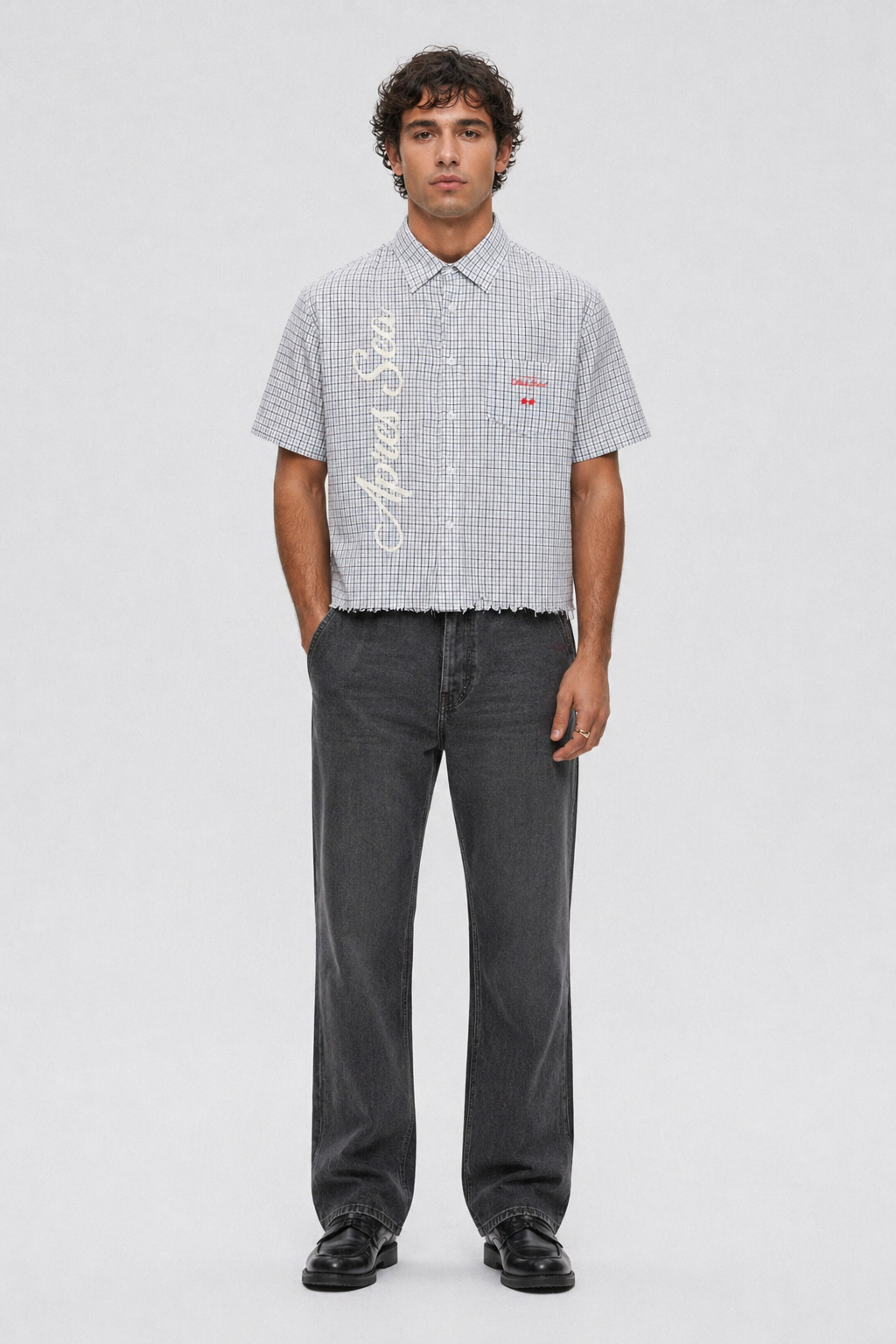 Apres Sea Distressed Plaid Boxy Shirt