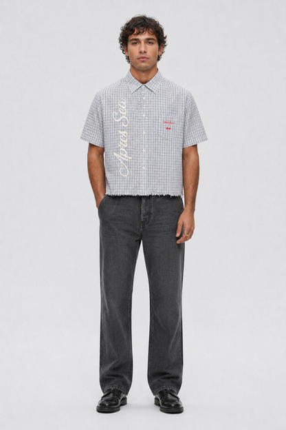 Apres Sea Distressed Plaid Boxy Shirt