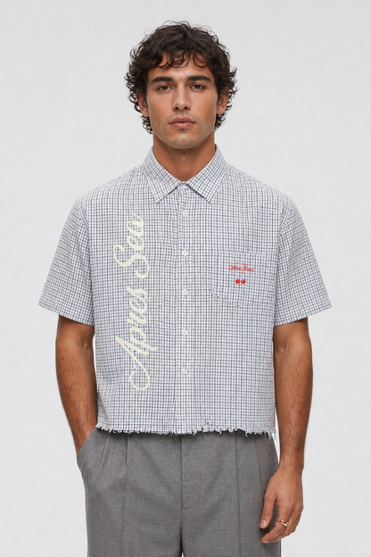 Apres Sea Distressed Plaid Boxy Shirt