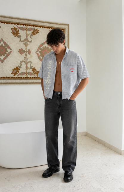 Apres Sea Distressed Plaid Boxy Shirt
