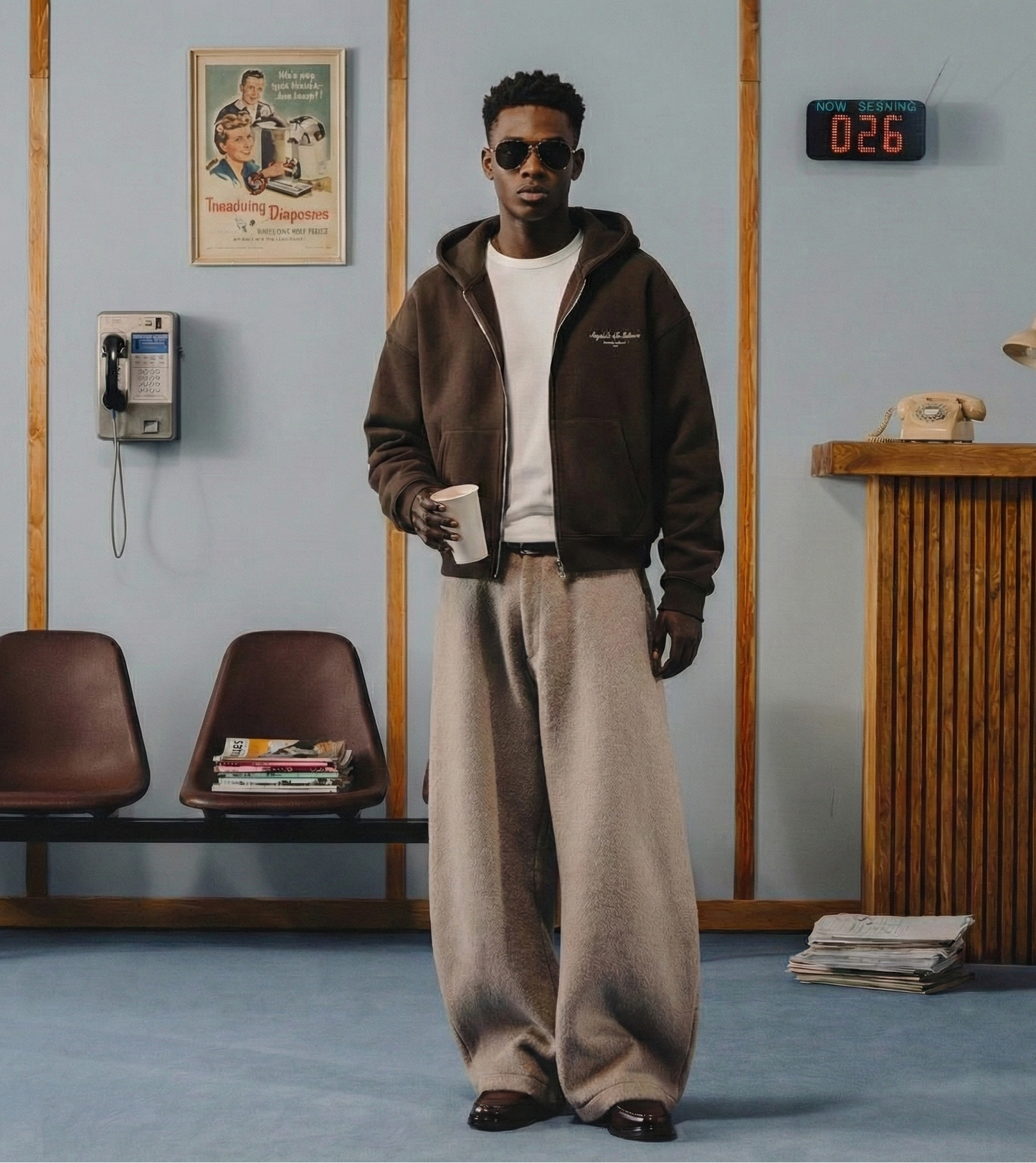 OFFDADA WARM BOXY ZIPPER HOODIE