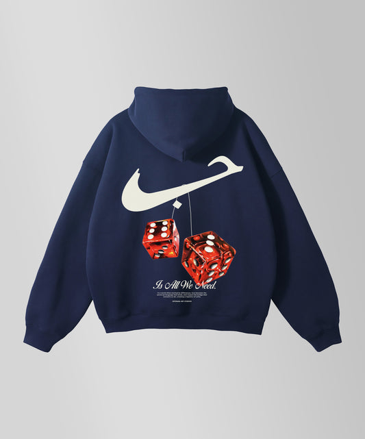 HUBBxLOVE DICES HEAVY COTTON HOODIE NAVY BLUE