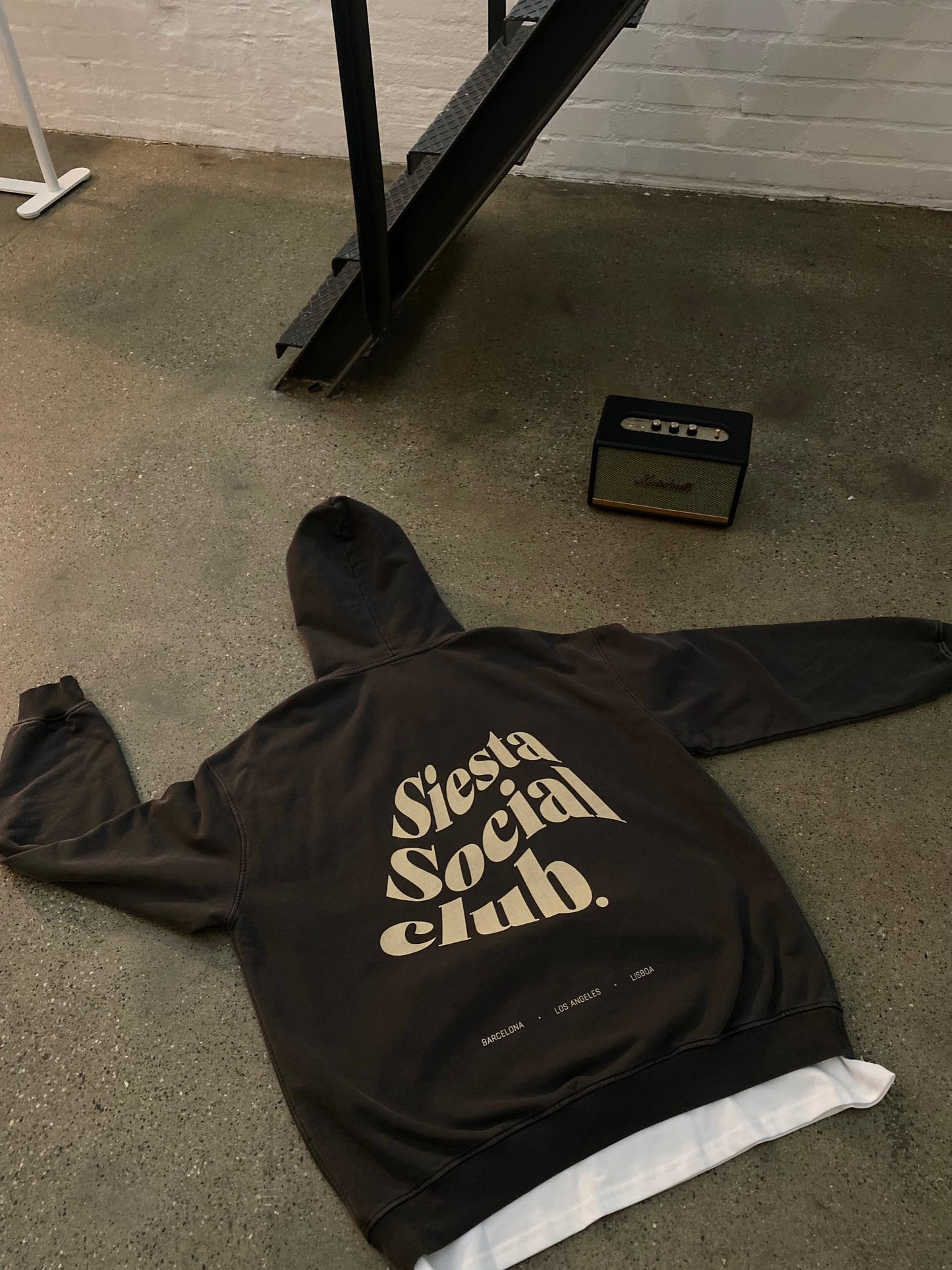 SIESTA SOCIAL CLUB HOODIE - Oversize Heavyweight Hoodie in Carbon Grey