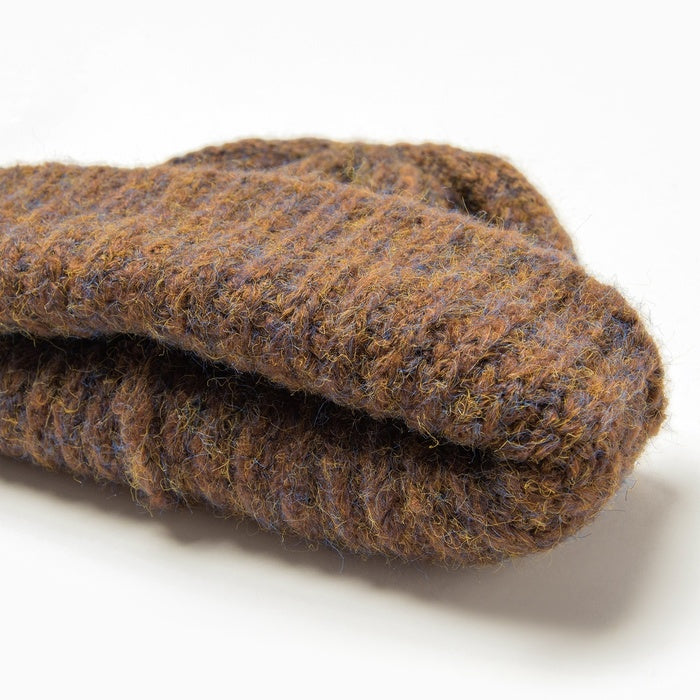 Chunky knitted double roll beanie in Brown