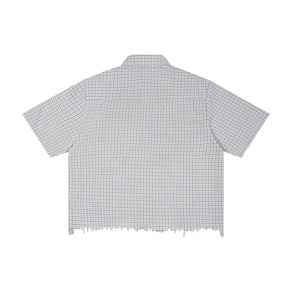 Apres Sea Distressed Plaid Boxy Shirt