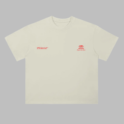 HUBB LOVE ARABIC WRLD TEE IN MILK APRICOT