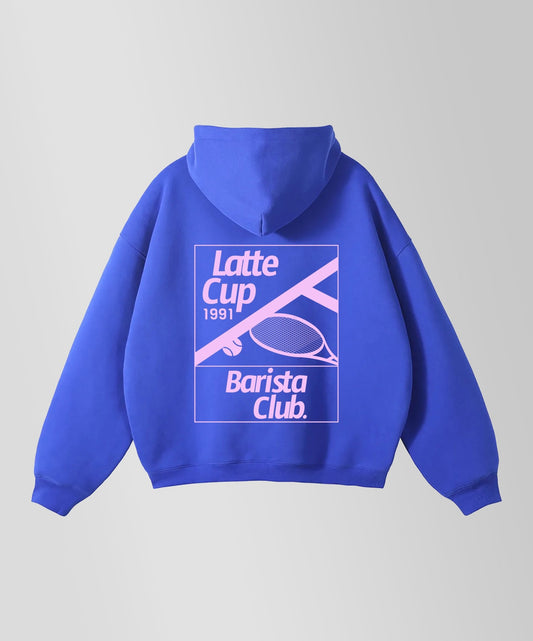 BARISTA CLUB FLEECE OVERSIZED HOODIE IN KLEIN BLUE - OFFDADA BRAND