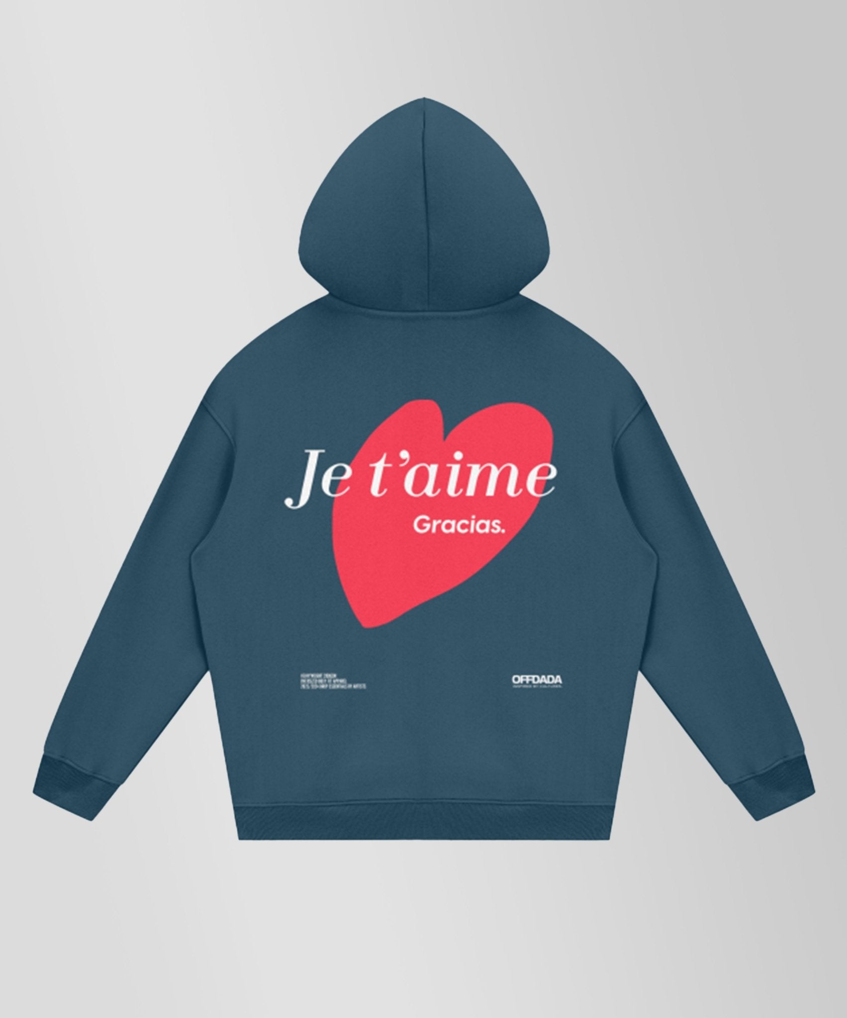 JE T'AIME. GRACIAS - OVERSIZED UNISEX HOODIE 350GSM - OFFDADA BRAND