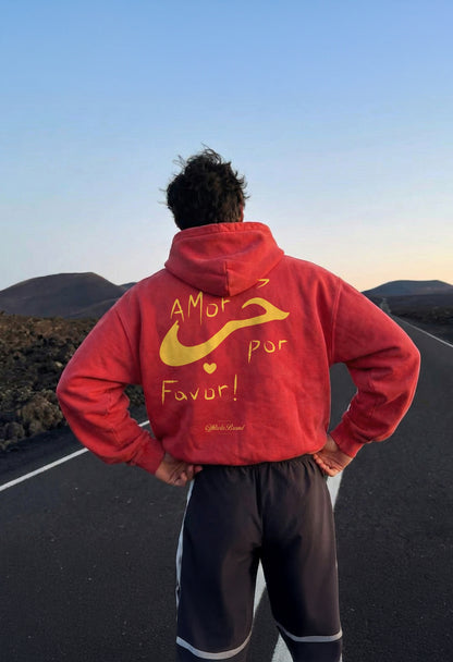 MAS AMOR FOR FAVOR x HUB' HOODIE in washed red